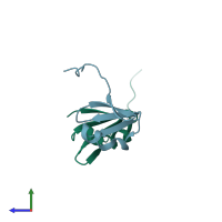 PDB entry 3n3f coloured by chain, side view.