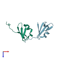 PDB entry 3n3f coloured by chain, top view.