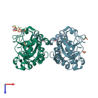 PDB entry 3n3g coloured by chain, top view.