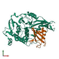 PDB entry 3n3k coloured by chain, front view.