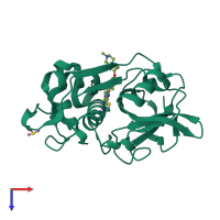 Monomeric assembly 1 of PDB entry 3n4c coloured by chemically distinct molecules, top view.