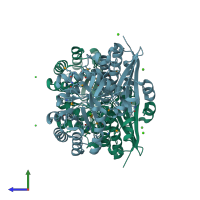 PDB entry 3n4e coloured by chain, side view.