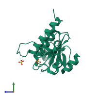 PDB entry 3n4j coloured by chain, side view.