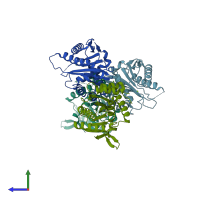 PDB entry 3n4p coloured by chain, side view.