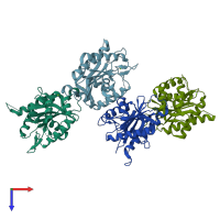 PDB entry 3n4p coloured by chain, top view.