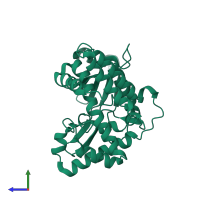 PDB entry 3n4u coloured by chain, side view.