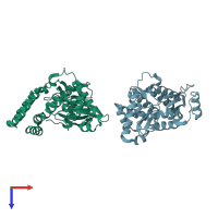 PDB entry 3n4v coloured by chain, top view.