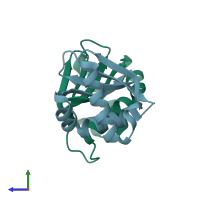 PDB entry 3n4w coloured by chain, side view.