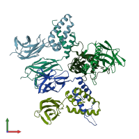PDB entry 3n50 coloured by chain, front view.