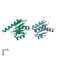 PDB entry 3n53 coloured by chain, top view.