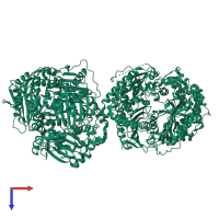 Hetero tetrameric assembly 1 of PDB entry 3n57 coloured by chemically distinct molecules, top view.