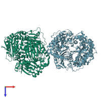 PDB entry 3n57 coloured by chain, top view.