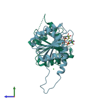 PDB entry 3n5c coloured by chain, side view.