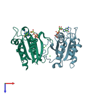 PDB entry 3n5c coloured by chain, top view.