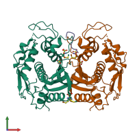 PDB entry 3n5e coloured by chain, front view.