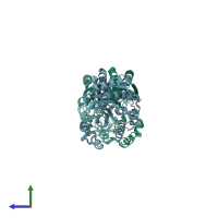 PDB entry 3n5f coloured by chain, side view.