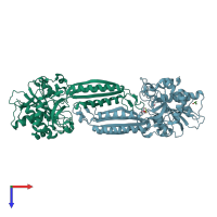 PDB entry 3n5f coloured by chain, top view.