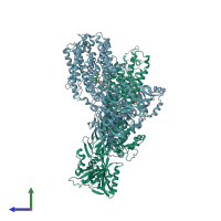 PDB entry 3n5k coloured by chain, side view.