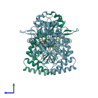 PDB entry 3n5v coloured by chain, side view.