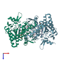 PDB entry 3n5v coloured by chain, top view.