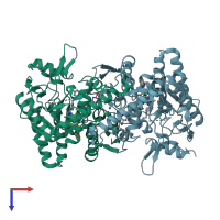 PDB entry 3n5y coloured by chain, top view.