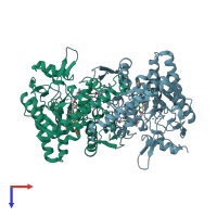 PDB entry 3n61 coloured by chain, top view.