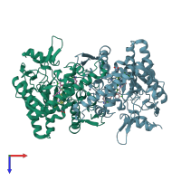 PDB entry 3n63 coloured by chain, top view.