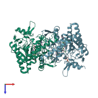 PDB entry 3n66 coloured by chain, top view.