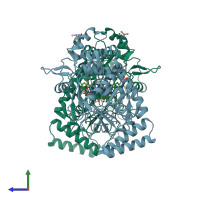 PDB entry 3n6a coloured by chain, side view.