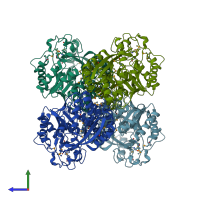 PDB entry 3n6j coloured by chain, side view.