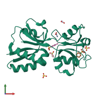 PDB entry 3n6u coloured by chain, front view.