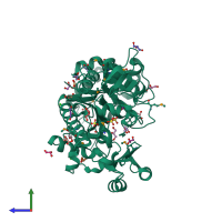PDB entry 3n6x coloured by chain, side view.