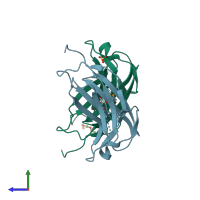 PDB entry 3n6y coloured by chain, side view.