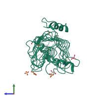PDB entry 3n6z coloured by chain, side view.