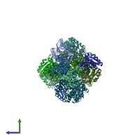 PDB entry 3n7a coloured by chain, side view.