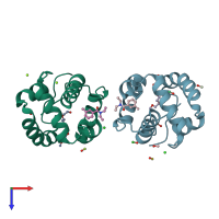 PDB entry 3n7h coloured by chain, top view.