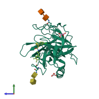 PDB entry 3n7o coloured by chain, side view.