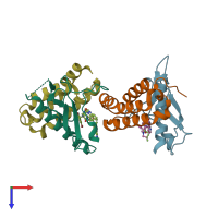 PDB entry 3n7r coloured by chain, top view.