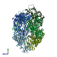 PDB entry 3n7z coloured by chain, side view.