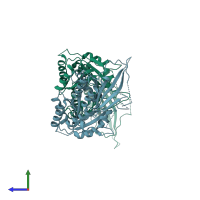PDB entry 3n89 coloured by chain, side view.