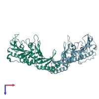 PDB entry 3n89 coloured by chain, top view.