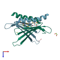 PDB entry 3n8b coloured by chain, top view.