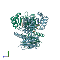 PDB entry 3n8d coloured by chain, side view.