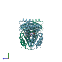 PDB entry 3n8h coloured by chain, side view.