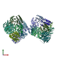 PDB entry 3n8k coloured by chain, front view.