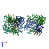 PDB entry 3n8k coloured by chain, top view.