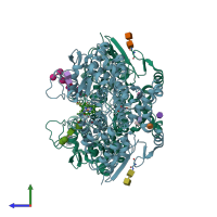 PDB entry 3n8v coloured by chain, side view.