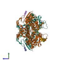 PDB entry 3n8w coloured by chain, side view.