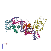 PDB entry 3n97 coloured by chain, top view.