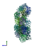 PDB entry 3n99 coloured by chain, side view.